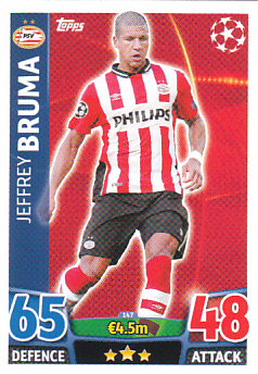 Jeffrey Bruma PSV Eindhoven 2015/16 Topps Match Attax CL #147